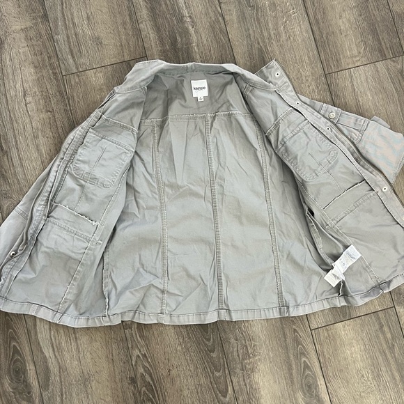 Kensie Jeans Military Utility Jacket Womens Size L Cargo Pockets Zip Front - Picture 12 of 14